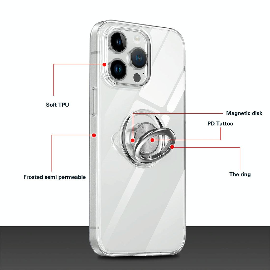 NNEIDS Tpu Phone Case With Ring Holder For Iphone 15 - Slim & Secure-0