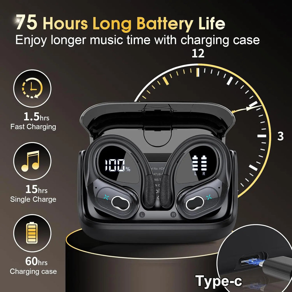 NNEOBA Bluetooth 5.4 Wireless Earbuds with Ear Hooks-2