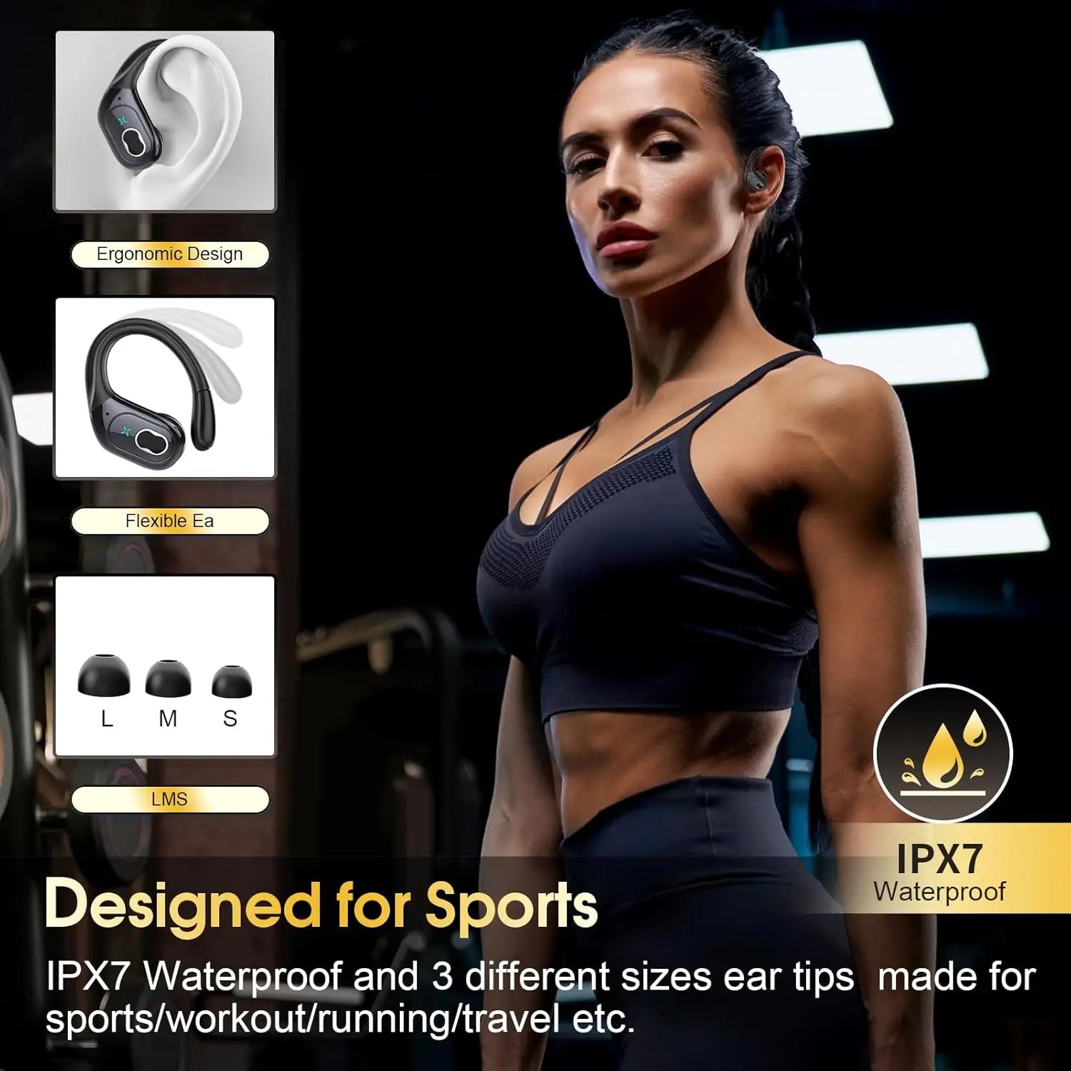 NNEOBA Bluetooth 5.4 Wireless Earbuds with Ear Hooks-4