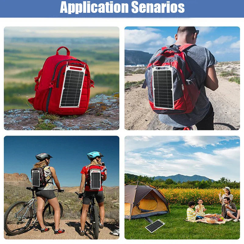 Solar Panel 30W  USB Type-C Waterproof Outdoor Hiking Camping Portable Battery Mobile Phone Charging Bank  Charging Panel  6.8V-3