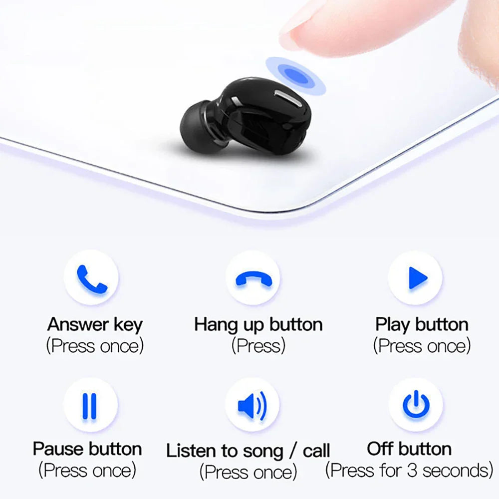 Wireless Bluetooth 5.0 Earphone with Mic – Single In-Ear Sports Headset-3