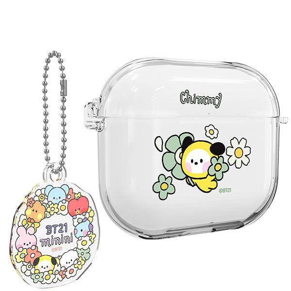 BT21 Minini Happy Flower Airpods 3 Key Ring Set Transparent Slim Case