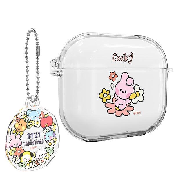 BT21 Minini Happy Flower Airpods 3 Key Ring Set Transparent Slim Case