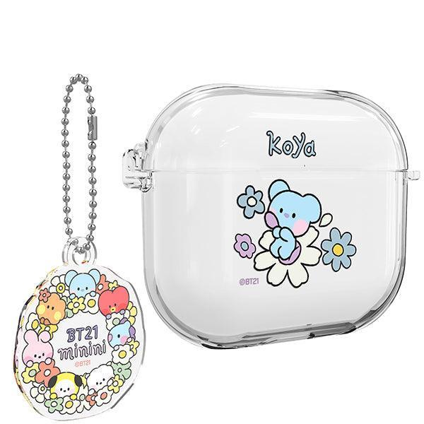 BT21 Minini Happy Flower Airpods 3 Key Ring Set Transparent Slim Case