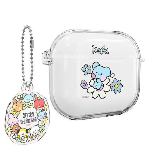 BT21 Minini Happy Flower Airpods 3 Key Ring Set Transparent Slim Case