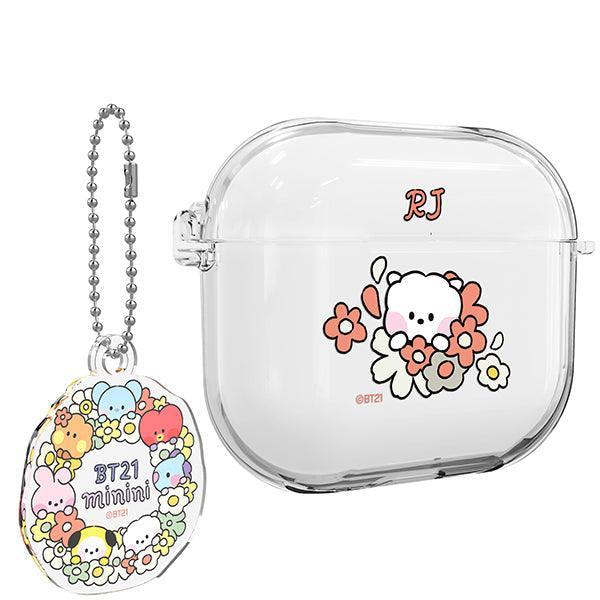 BT21 Minini Happy Flower Airpods 3 Key Ring Set Transparent Slim Case