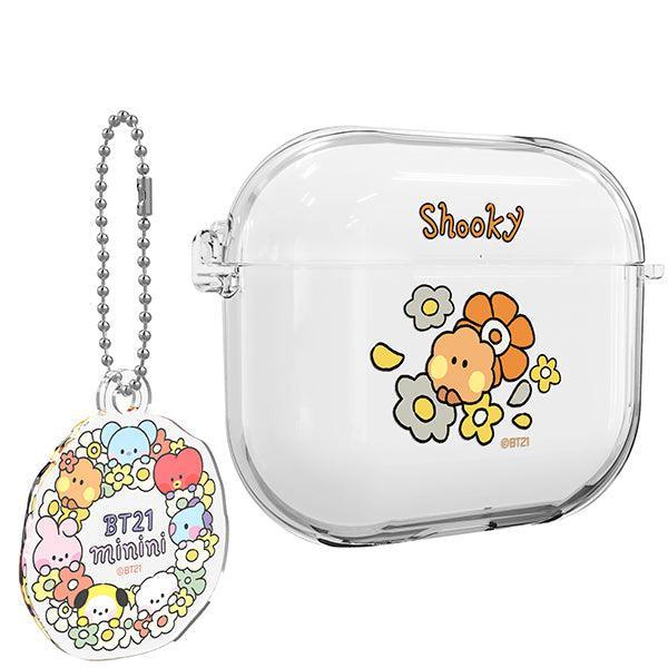 BT21 Minini Happy Flower Airpods 3 Key Ring Set Transparent Slim Case