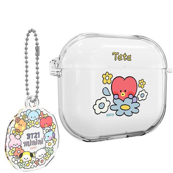BT21 Minini Happy Flower Airpods 3 Key Ring Set Transparent Slim Case